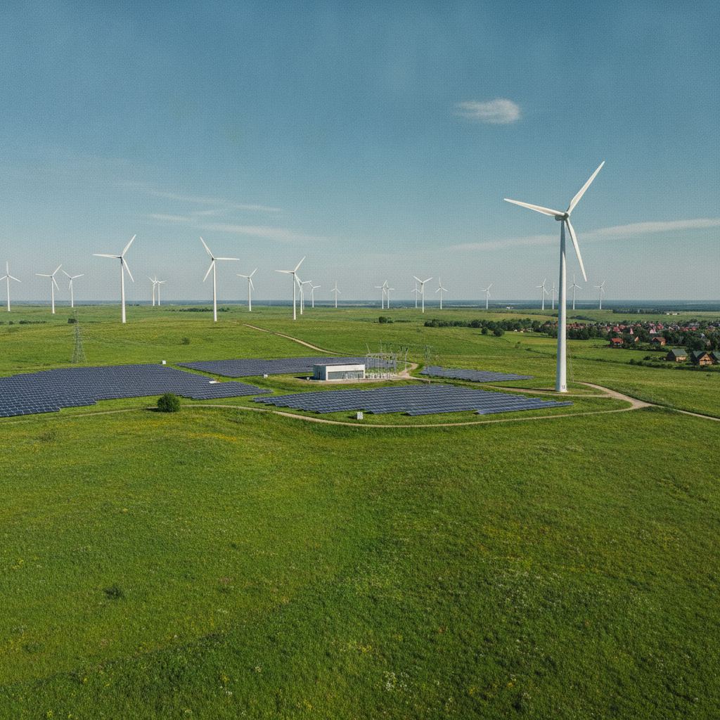 éoliennes et panneaux solaires symbolisant la transition énergétique