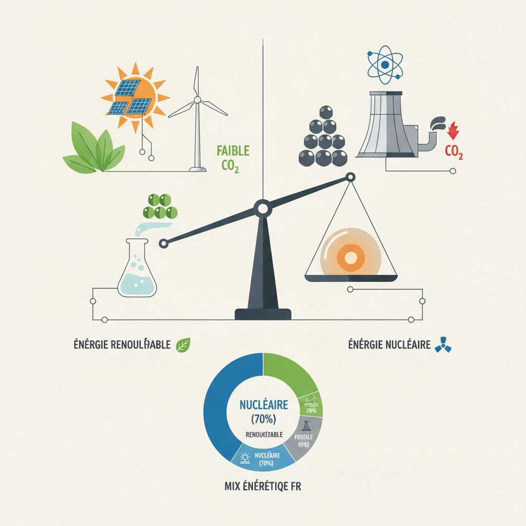 Energie renouvelable et nucleaire : difference, CO2 et mix FR