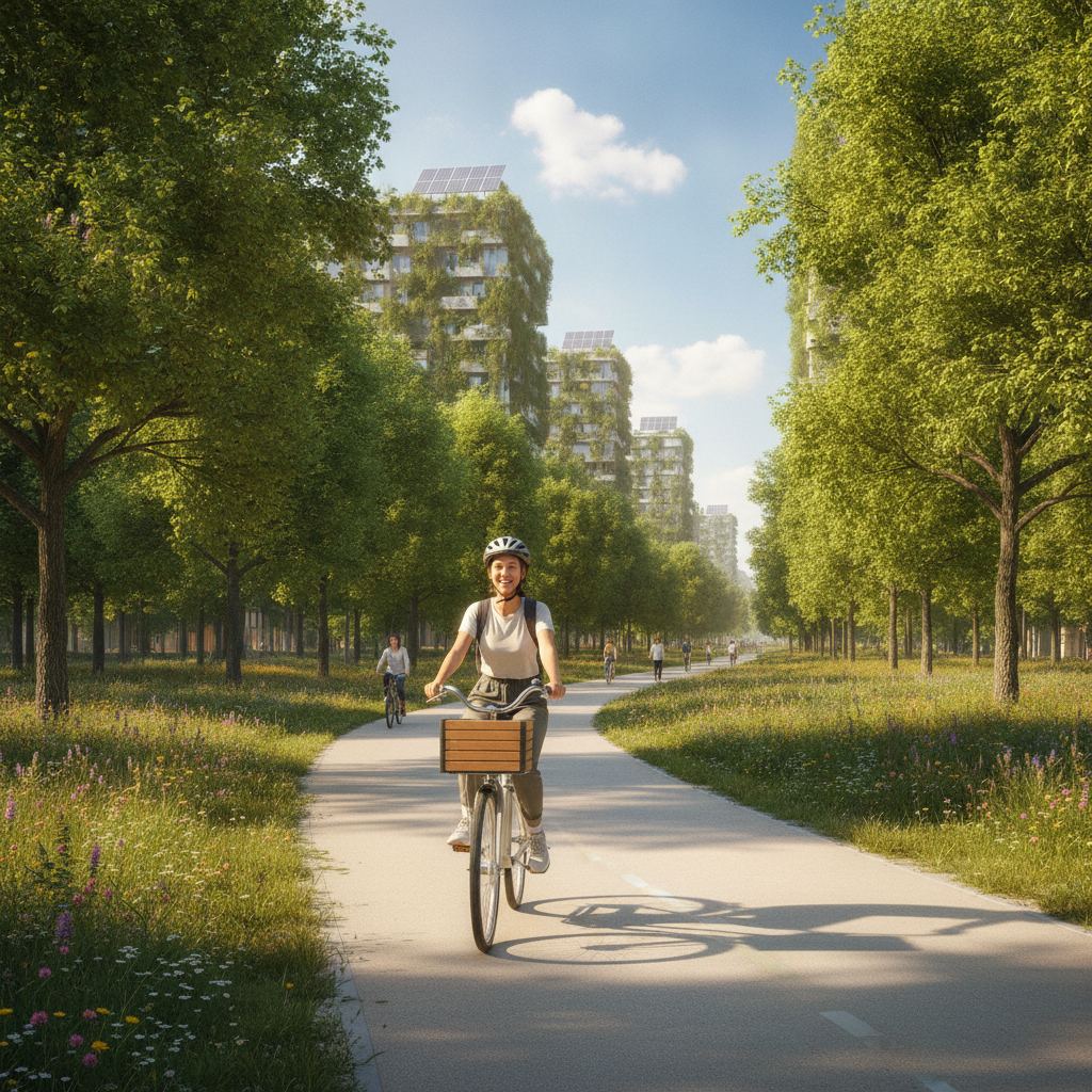 cycliste en ville illustrant la mobilité douce