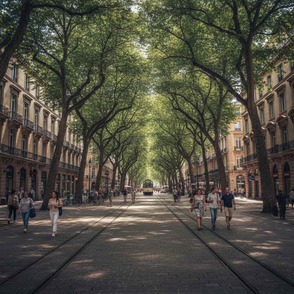 Rue arboree offrant de l'ombre pour rafraichir la ville