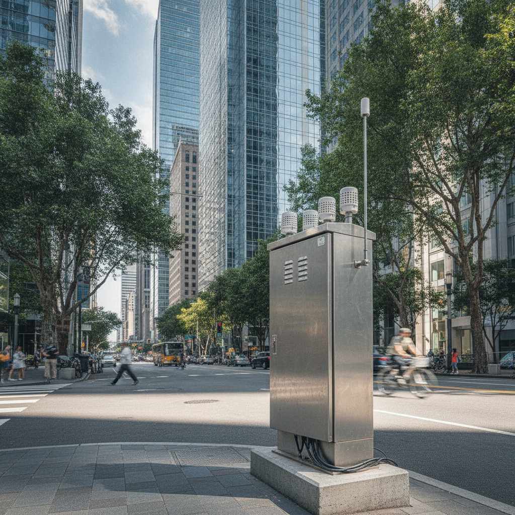 Station de mesure de la qualité de l'air installée en milieu urbain à Grenoble